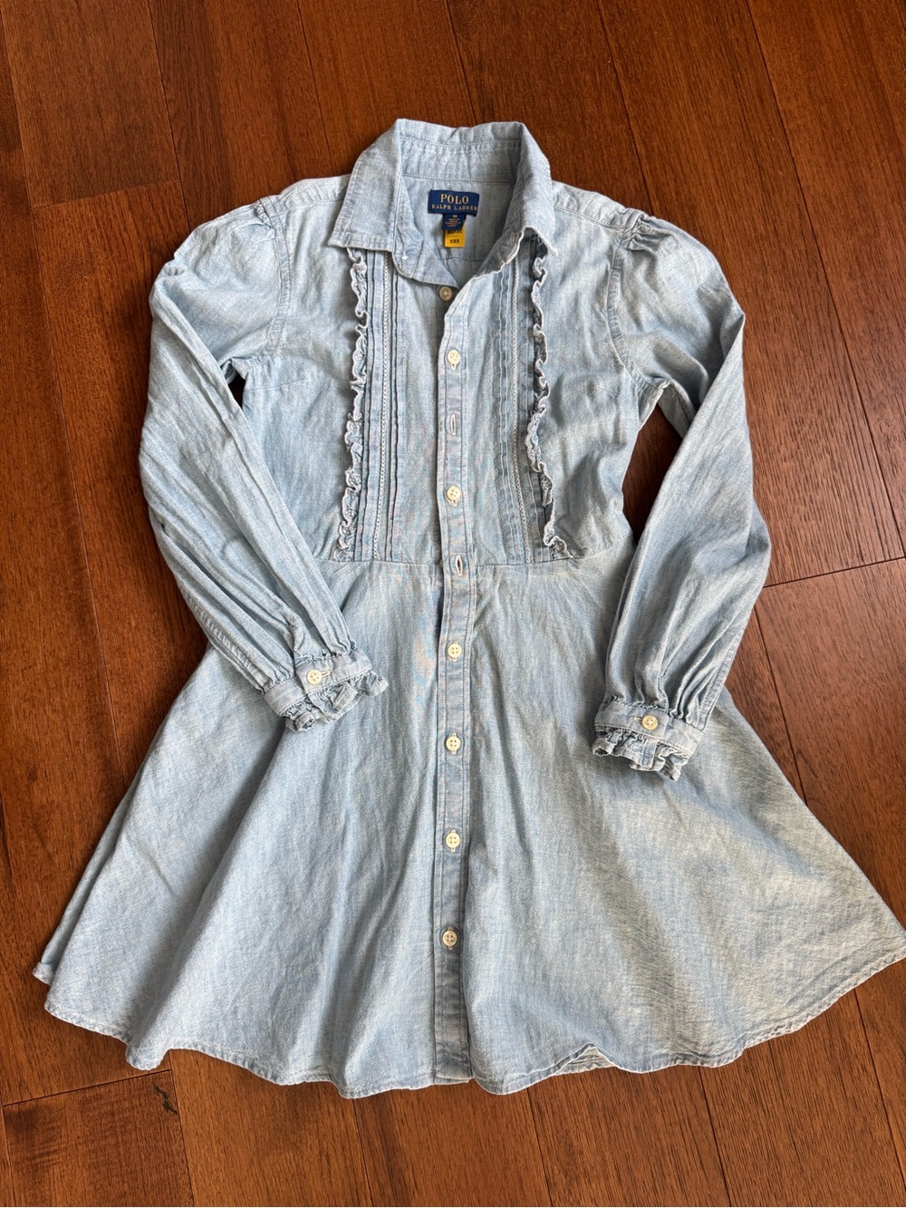Polo by Ralph Lauren Light Blue Denim Shirt for girls, size 10.